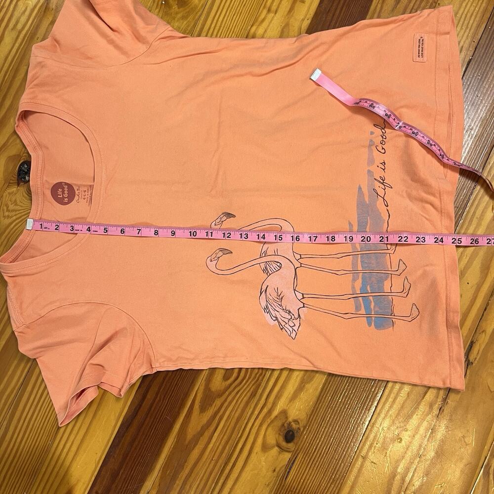 Life Is Good Womens SZ L Crusher T Shirt Coral Flamingo Graphic Beachy Tropical - Picture 12 of 16